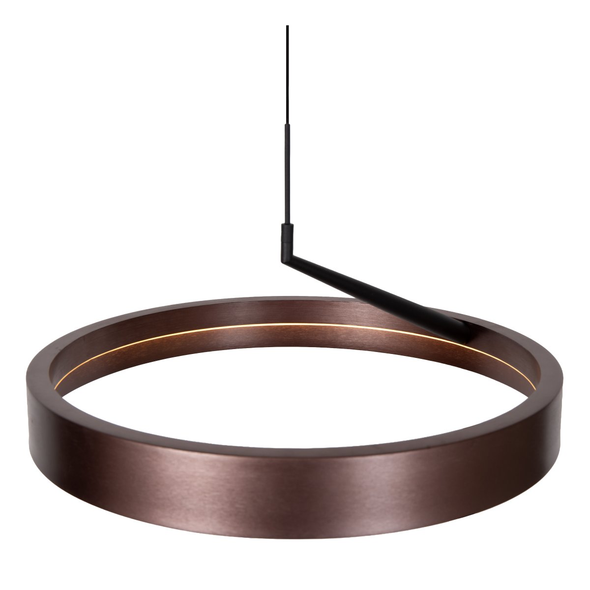 Leonard Ø55 Brun suspension De Lucide - La lumi&egrave;re est dimmable sur trois niveaux gr&acirc;ce &agrave; un interrupteur mural standard, permettant ainsi d'ajuster facilement la luminosit&eacute; selon les besoins.