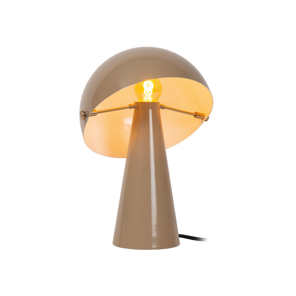 Barone 34cm Taupe lampe de table De Lucide - Elle est fournie avec un c&acirc;ble textile noir de 1,5 m, un interrupteur et une prise secteur.