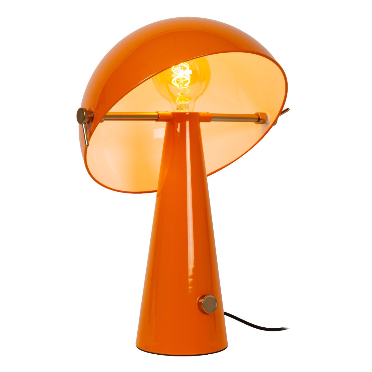 Barone 52cm Orange lampe de table De Lucide - Son abat-jour original est inclinable, permettant de moduler l'&eacute;clairage et de diriger la lumi&egrave;re pr&eacute;cis&eacute;ment o&ugrave; vous le souhaitez.