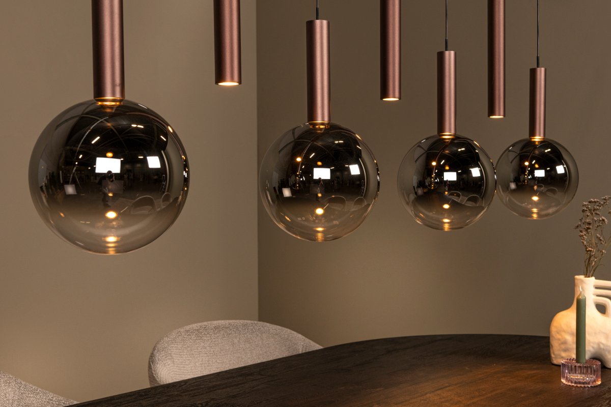 Jamsine 137cm Cuivre suspension De Lucide - L'&eacute;clairage LED int&eacute;gr&eacute; offre une temp&eacute;rature de couleur r&eacute;glable de 2200 &agrave; 3300 K gr&acirc;ce &agrave; un commutateur DIP lors de l'installation.
