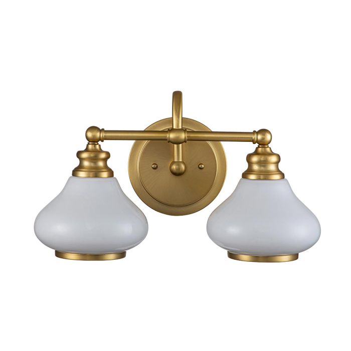 Ainsley 40cm Laiton brossé lampe de salle de bain De Elstead Lighting - Installez-le au-dessus de votre miroir de salle de bain pour un &eacute;clairage &agrave; la fois esth&eacute;tique et fonctionnel.