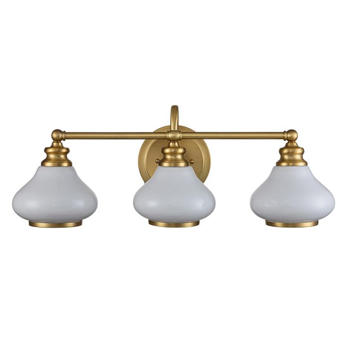 Ainsley 60cm Laiton brossé lampe de salle de bain De Elstead Lighting - Installez-le au-dessus de votre miroir de salle de bain pour un &eacute;clairage &agrave; la fois esth&eacute;tique et fonctionnel.