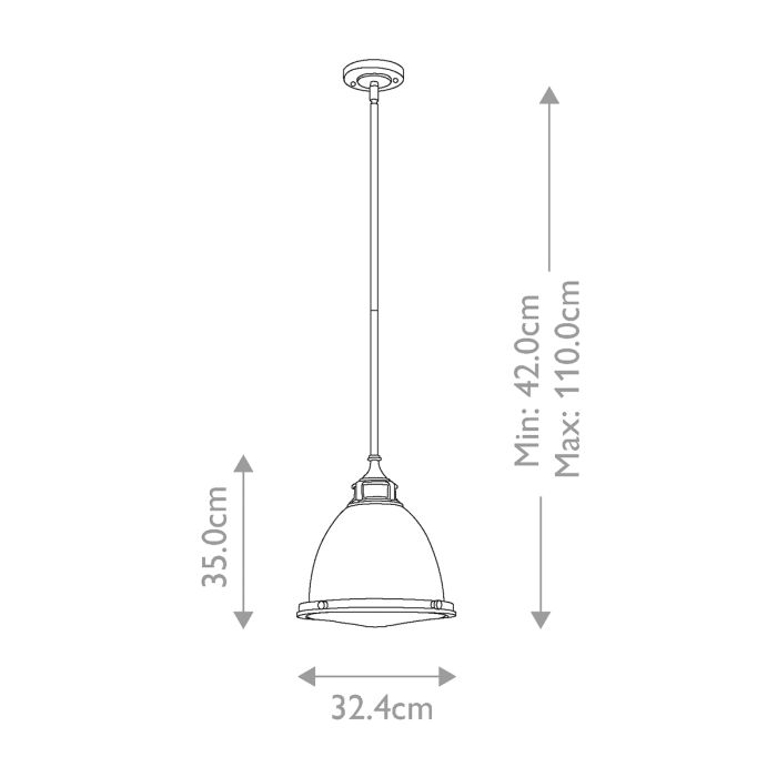 Amelia Ø32 Laiton suspension De Elstead Lighting - Amelia har en klassisk pendeldesign som f&ouml;rnyar vintage-detaljer med ett gjutet glasf&auml;ste, en gjuten metallram samt framtr&auml;dande g&aring;ngj&auml;rn och sp&auml;nnen.