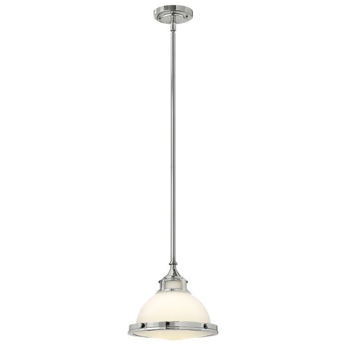 Amelia Ø30 Chrome suspension De Elstead Lighting - Amelia har en klassisk pendeldesign som f&ouml;rnyar vintage-detaljer med ett gjutet glasf&auml;ste, en gjuten metallram samt framtr&auml;dande g&aring;ngj&auml;rn och sp&auml;nnen.