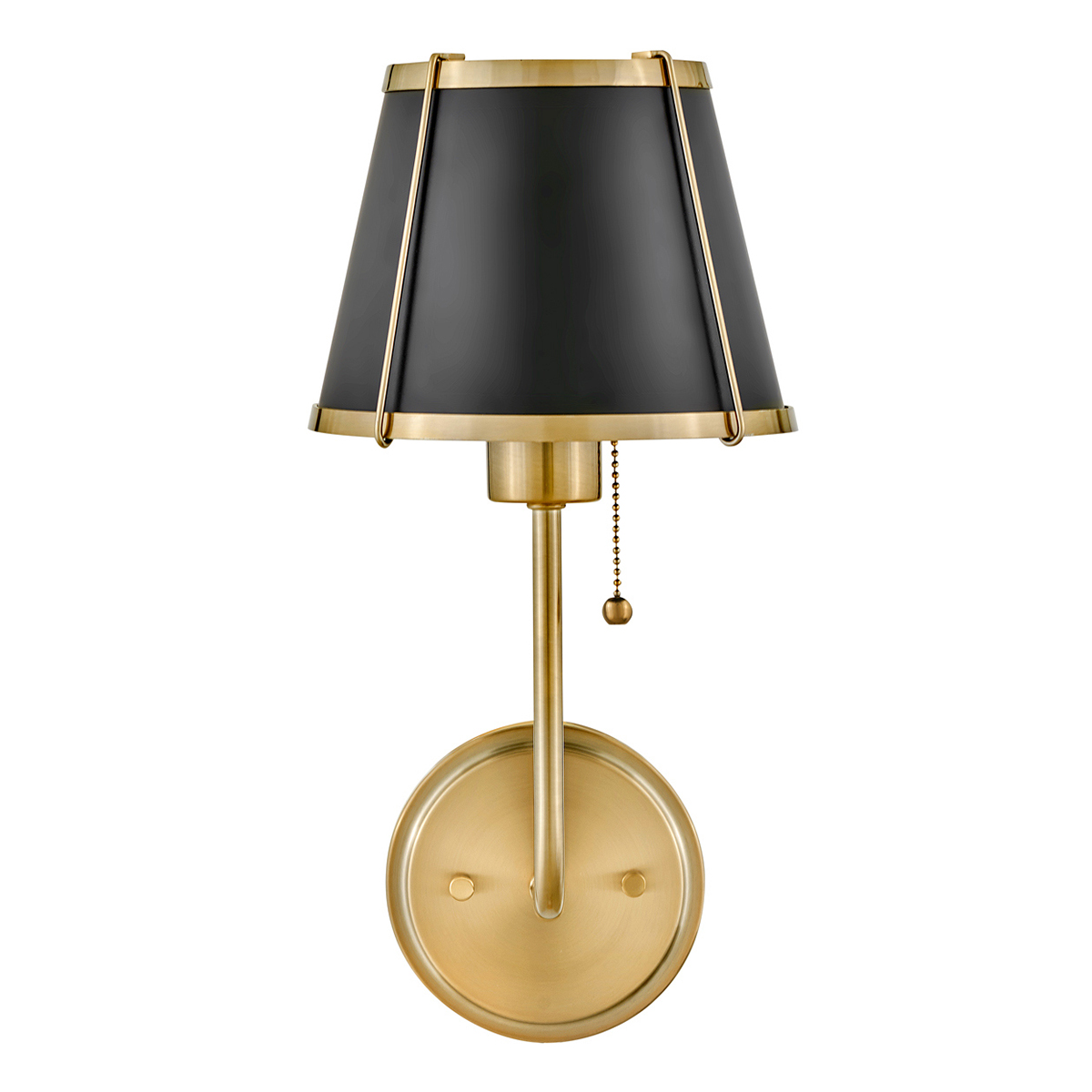 Clarke 40cm Laiton/noir applique murale De Elstead Lighting - L'élégante applique murale Clarke est fabriquée en acier et présente une magnifique finition laiton chaleureuse et un abat-jour noir raffiné.