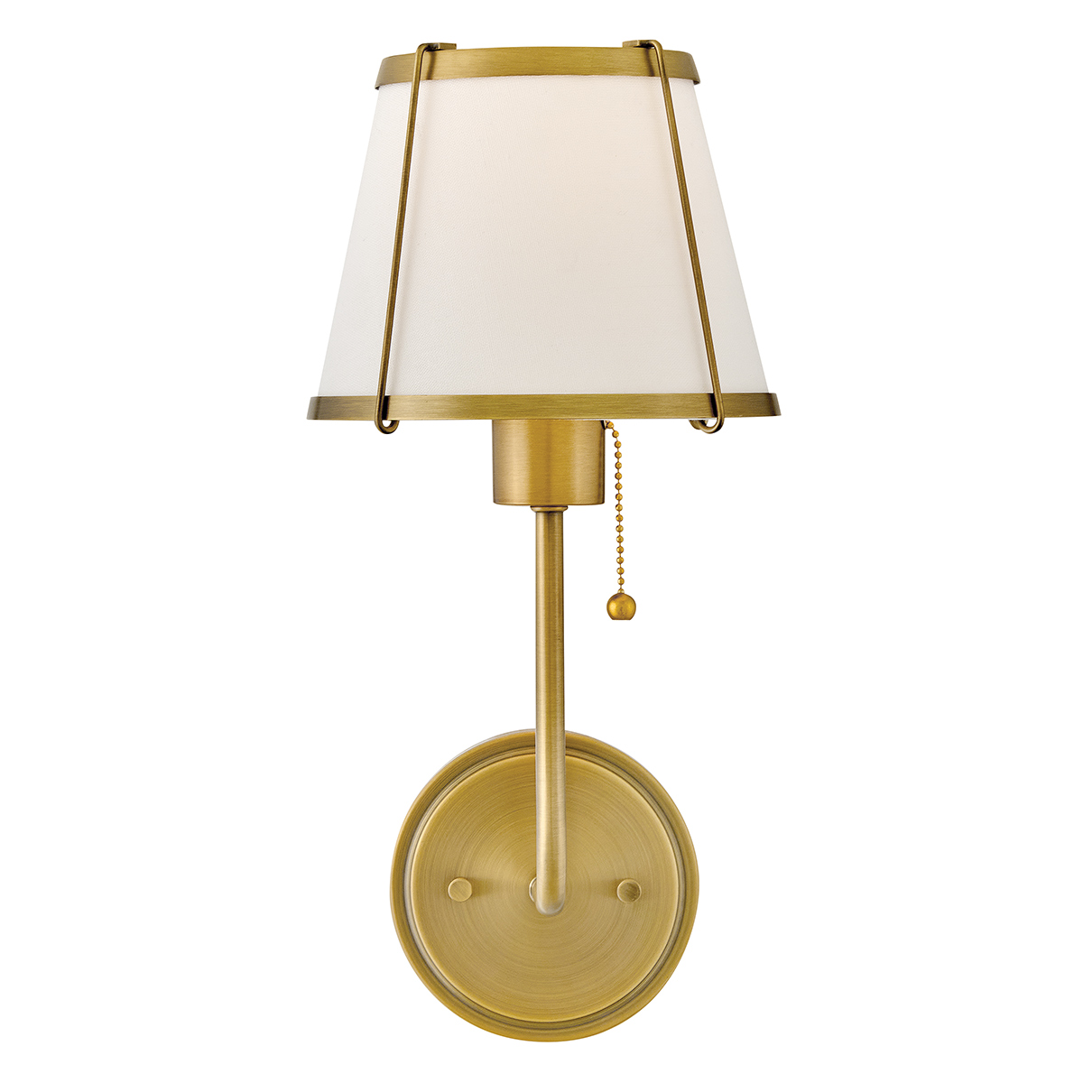 Clarke 40cm Laiton/blanc applique murale De Elstead Lighting - Clarke est une élégante applique murale en acier à la superbe finition laiton chaleureuse et à l'abat-jour en lin blanc.