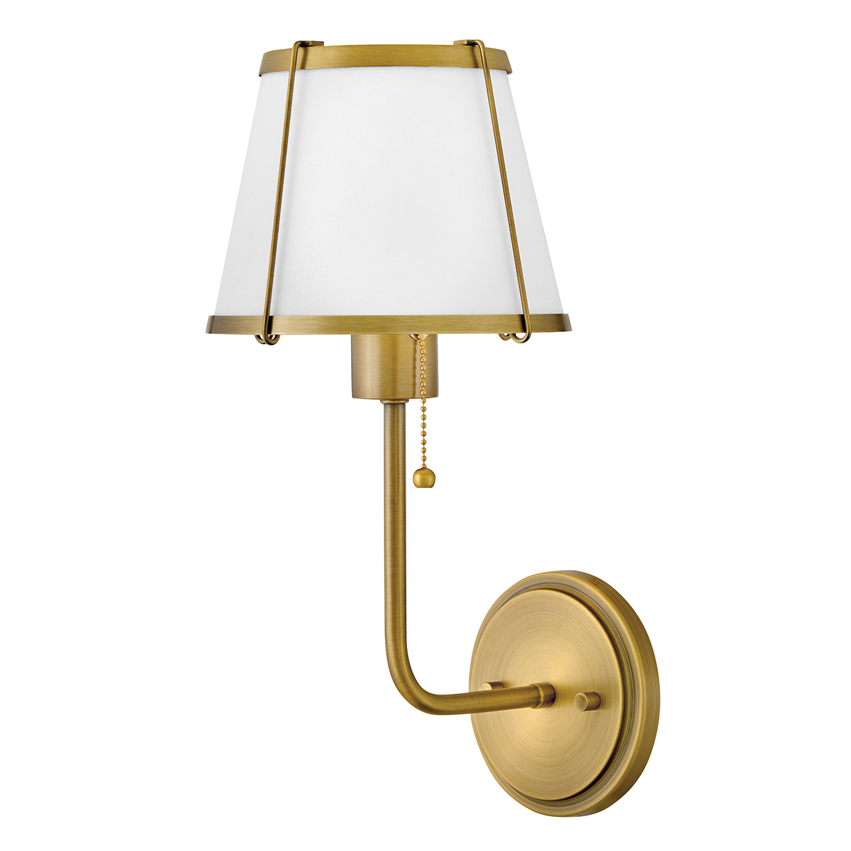 Clarke 40cm Laiton/blanc applique murale De Elstead Lighting - Clarke est une élégante applique murale en acier à la superbe finition laiton chaleureuse et à l'abat-jour en lin blanc.