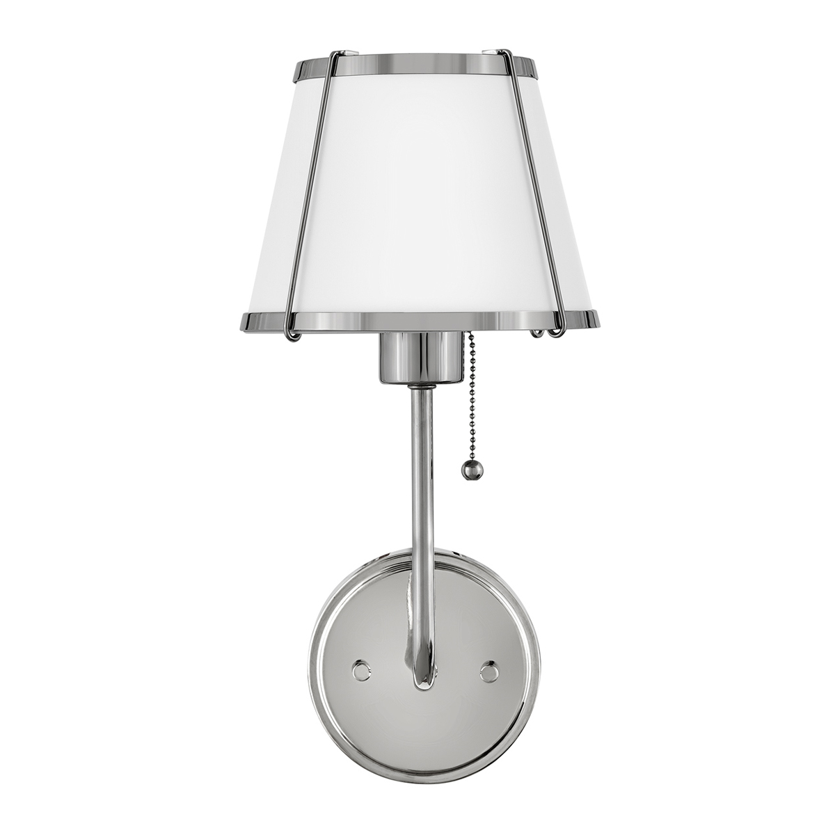 Clarke 40cm Nickel/blanc applique murale De Elstead Lighting - L'élégante applique murale Clarke est fabriquée en acier et présente une superbe finition nickelée polie ainsi qu'un abat-jour blanc raffiné.