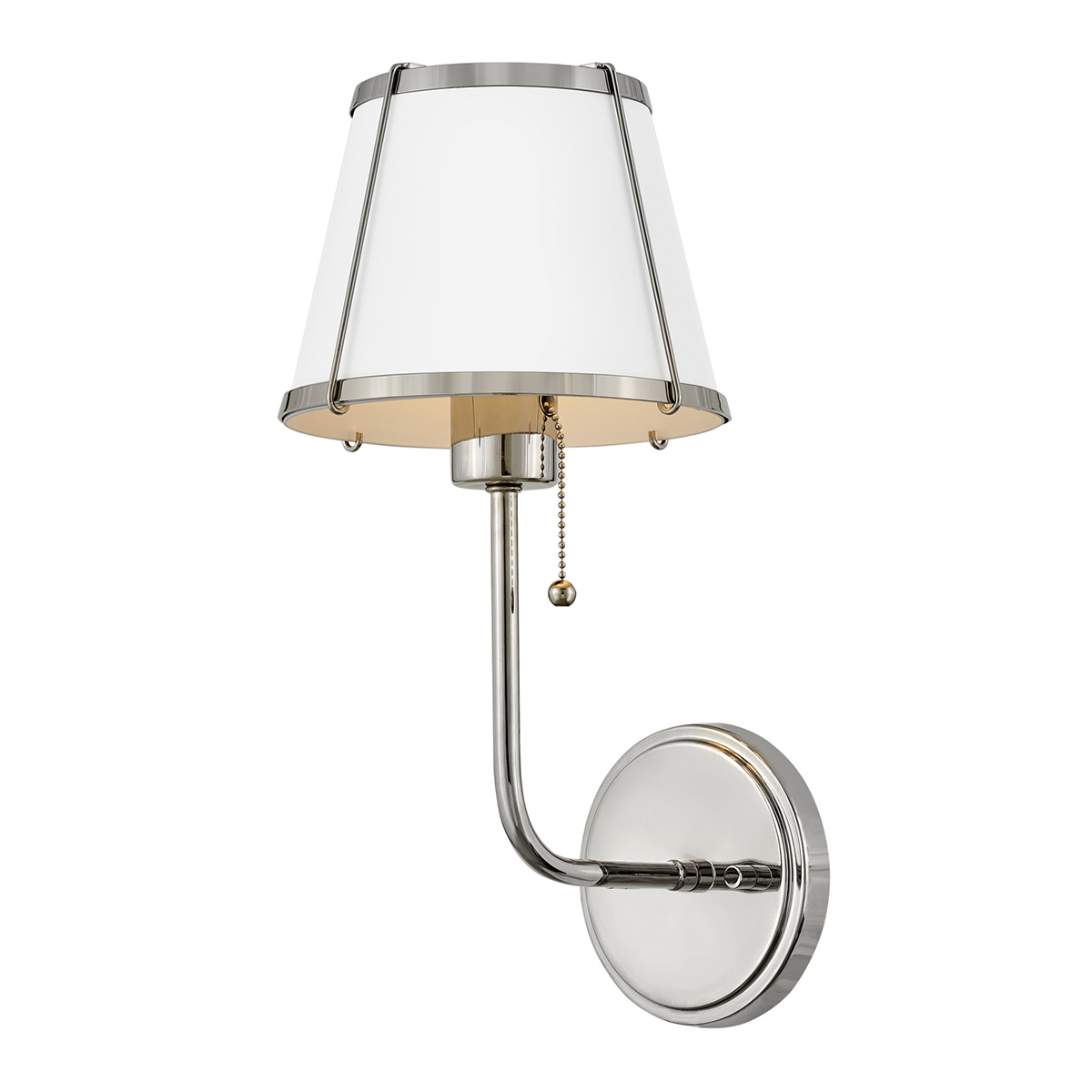 Clarke 40cm Nickel/blanc applique murale De Elstead Lighting - L'élégante applique murale Clarke est fabriquée en acier et présente une superbe finition nickelée polie ainsi qu'un abat-jour blanc raffiné.