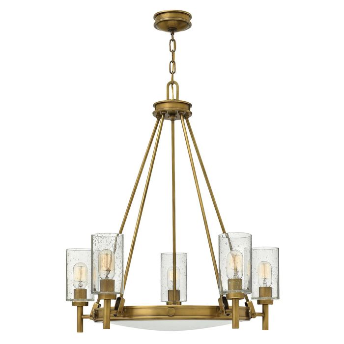 Collier Ø68 Laiton antique suspension De Elstead Lighting - Gjutna knappar, g&aring;ngj&auml;rn och st&auml;nger i en antikm&auml;ssing-finish ger en sofistikerad och tidl&ouml;s look.