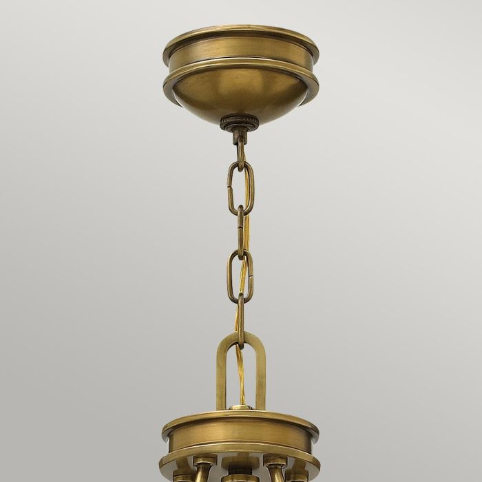 Collier Ø68 Laiton antique suspension De Elstead Lighting - Gjutna knappar, g&aring;ngj&auml;rn och st&auml;nger i en antikm&auml;ssing-finish ger en sofistikerad och tidl&ouml;s look.