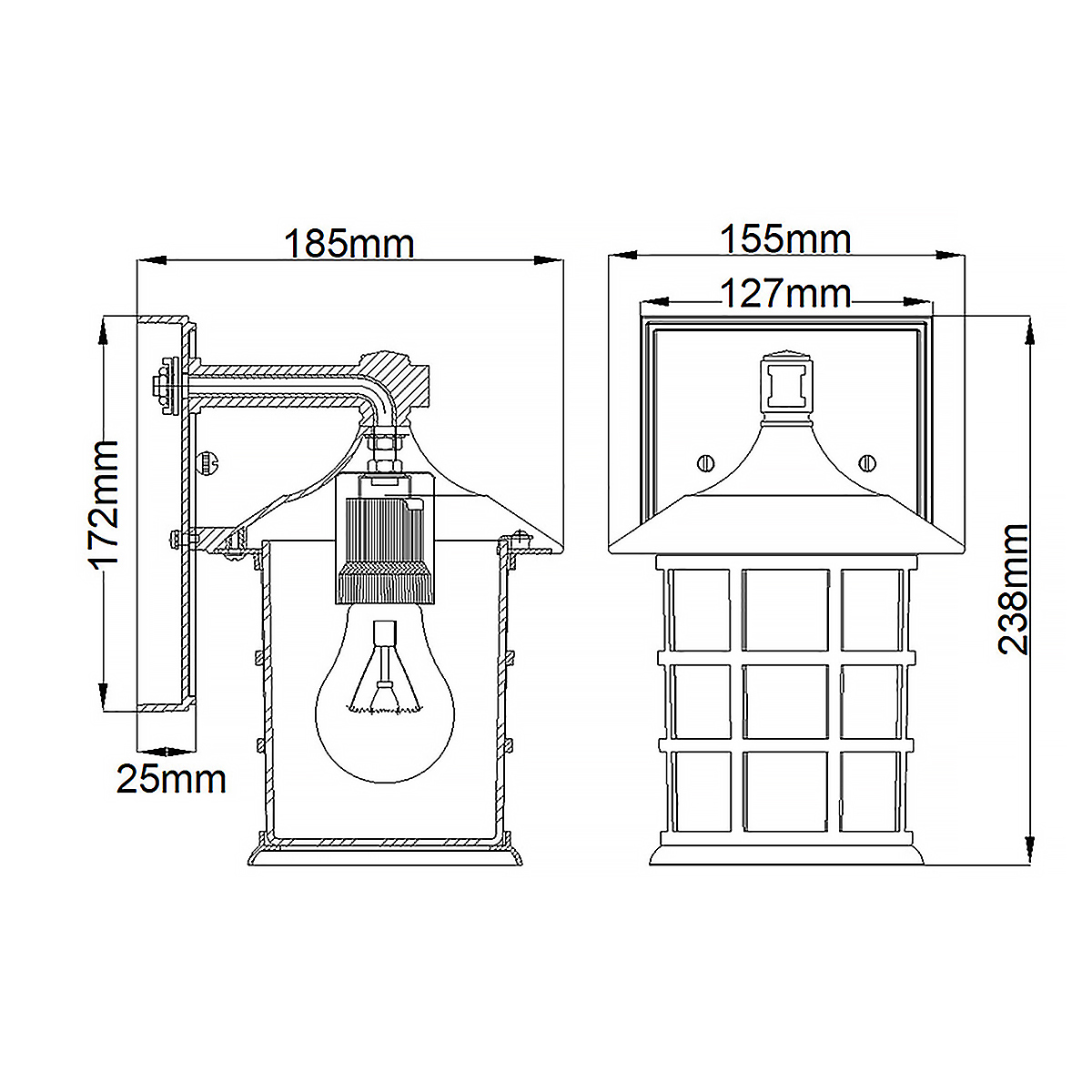 Freeport 24cm Noir lampe d’extérieur De Elstead Lighting - Avec une protection IP44, Freeport est protégé contre la pluie et l'humidité, ce qui le rend idéal pour les entrées, les façades et les terrasses.