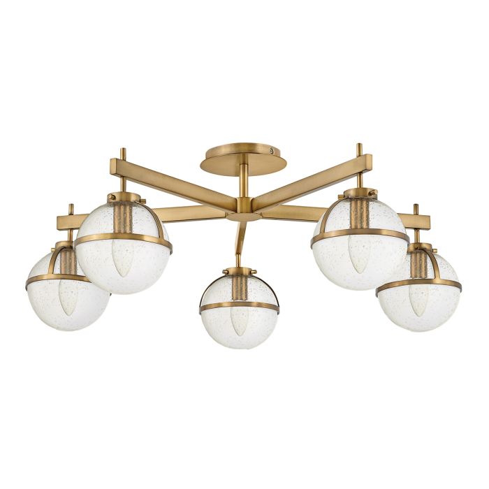 Hollis Ø80 Laiton antique/transparent lampe de salle de bain De Elstead Lighting - Certifié IP44 pour une utilisation dans la salle de bain, il convient également aux autres pièces de la maison.