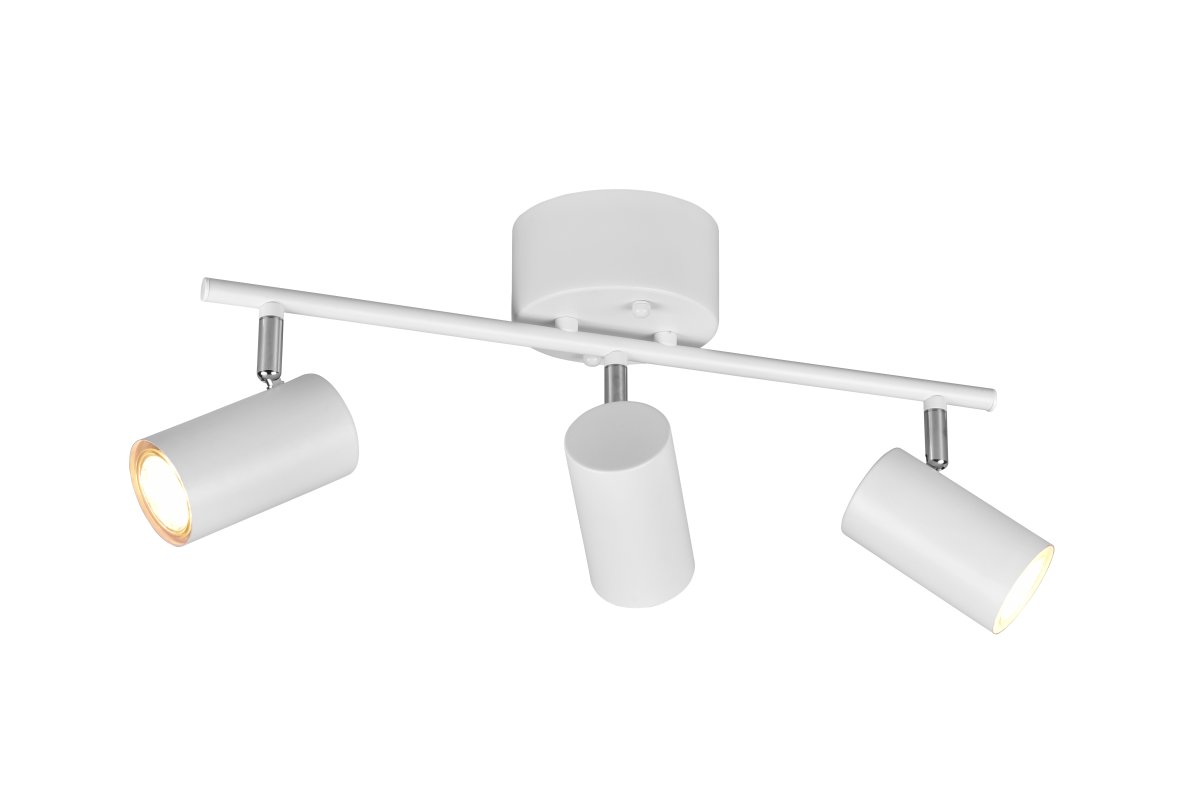 Marlina 3 Blanc spot De Trio Lighting - Pour un placement pr&eacute;cis de la lumi&egrave;re, les spots peuvent &ecirc;tre tourn&eacute;s ind&eacute;pendamment les uns des autres et la lampe a une longueur de 48 cm.
