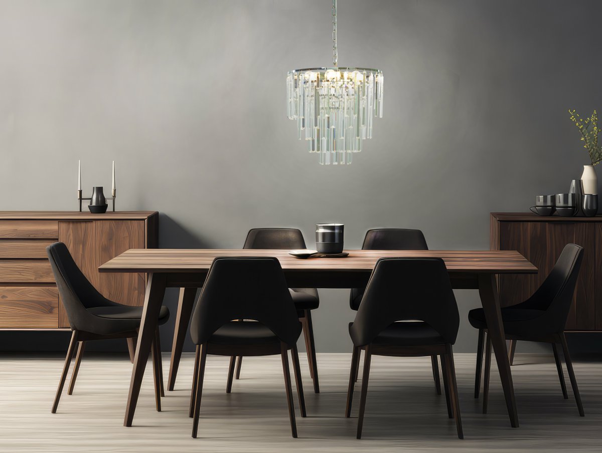 Strati Ø45 Chrome cristal De Aneta Lighting - Sa structure m&eacute;tallique est orn&eacute;e de prismes en cristal transparent qui cr&eacute;ent un magnifique jeu de lumi&egrave;re.