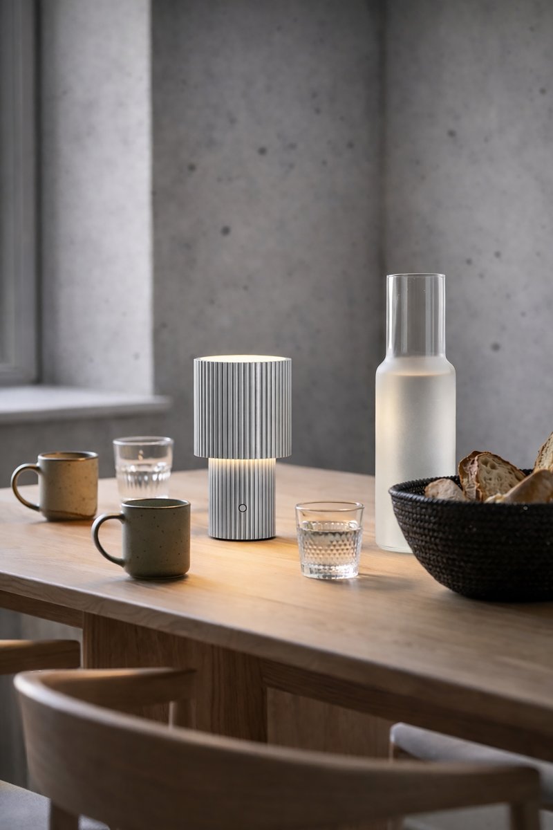 Iluma 22cm Argent portable De Herstal - Que ce soit pour profiter de matins paisibles près de la fenêtre ou d'un dîner sur le balcon, elle est toujours à portée de main et crée l'ambiance parfaite.