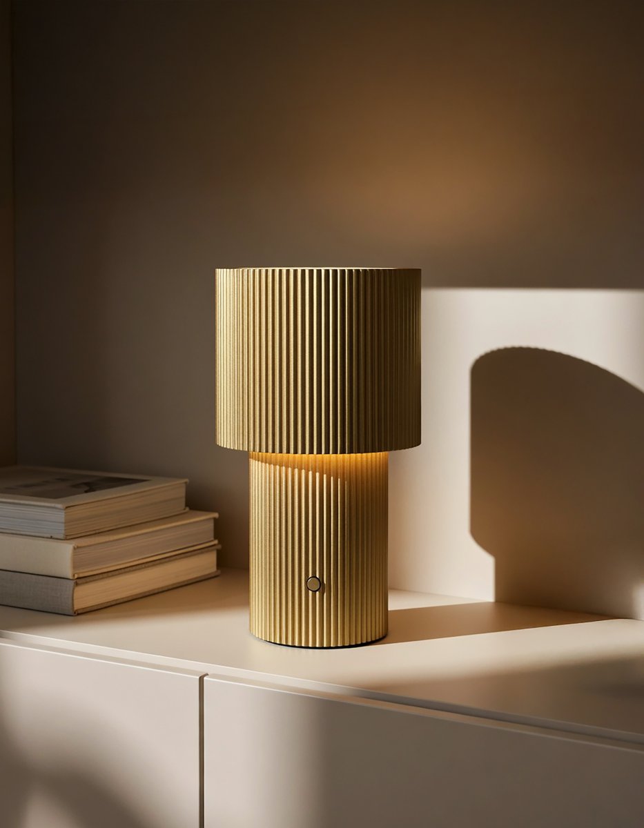 Iluma 22cm Or portable De Herstal - Que ce soit pour profiter de matins paisibles pr&egrave;s de la fen&ecirc;tre ou d'un d&icirc;ner sur le balcon, elle est toujours &agrave; port&eacute;e de main et cr&eacute;e l'ambiance parfaite.