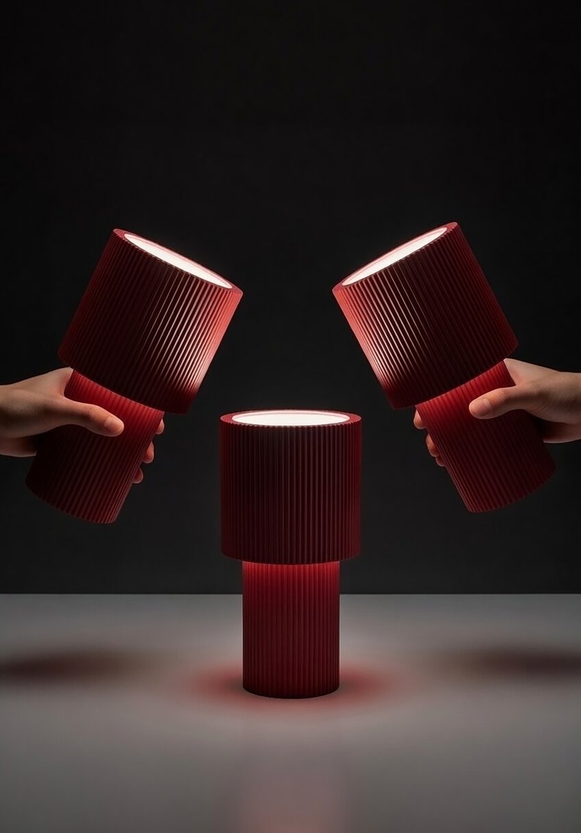 Iluma 22cm ROUGE portable De Herstal - Que ce soit pour profiter de matins paisibles pr&egrave;s de la fen&ecirc;tre ou d'un d&icirc;ner sur le balcon, elle est toujours &agrave; port&eacute;e de main et cr&eacute;e l'ambiance parfaite.