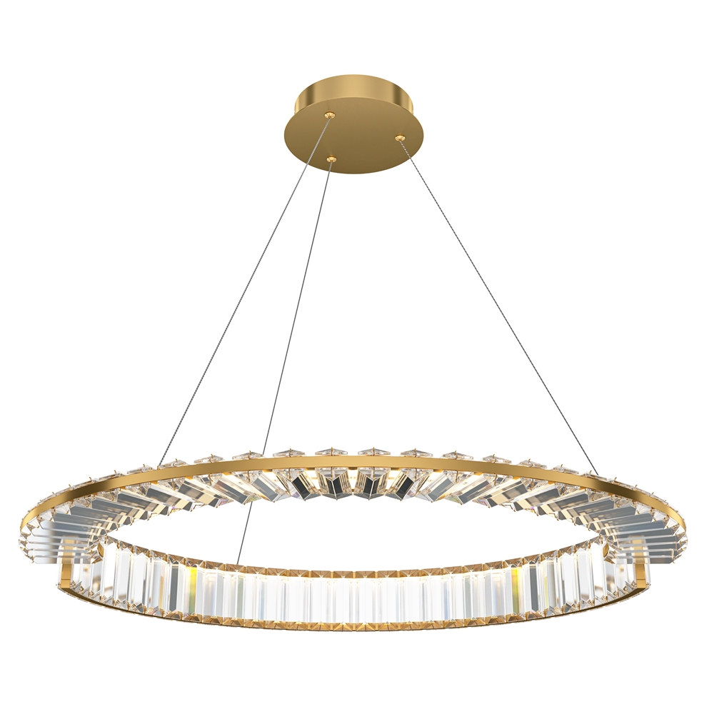 Krone Ø62 Laiton suspension De Maytoni - La disposition asym&eacute;trique du d&eacute;cor en verre cr&eacute;e de magnifiques jeux d'ombres et de lumi&egrave;re qui conf&egrave;rent &agrave; la lumi&egrave;re une expression unique.