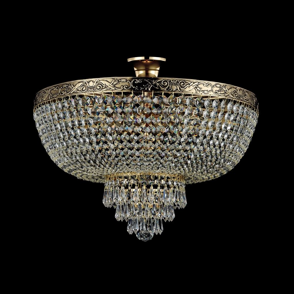 Palace Ø50 Or antique cristal De Maytoni - Les prismes scintillants refl&egrave;tent la lumi&egrave;re et cr&eacute;ent un jeu de lumi&egrave;re rayonnant qui conf&egrave;re &agrave; la pi&egrave;ce une atmosph&egrave;re luxueuse.