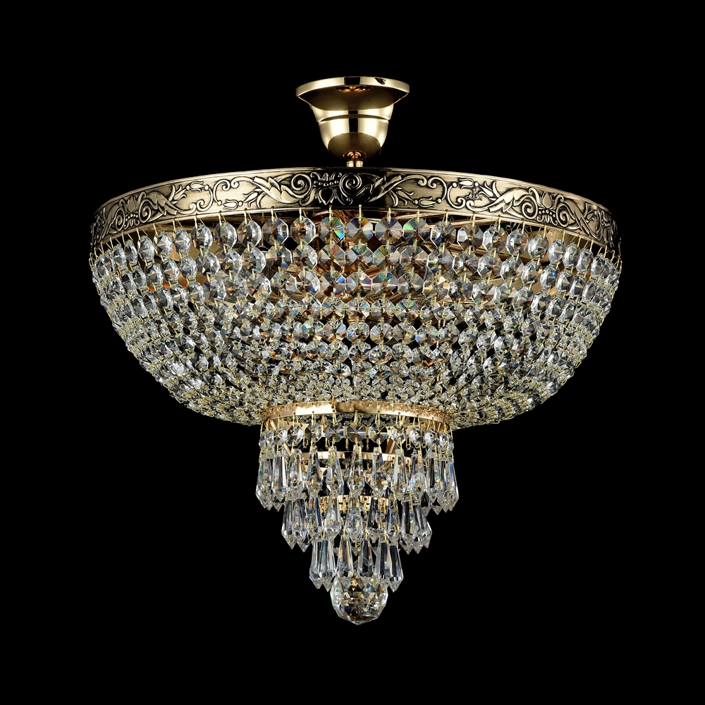 Palace Ø40 Or antique cristal De Maytoni - Les prismes scintillants refl&egrave;tent la lumi&egrave;re et cr&eacute;ent un jeu de lumi&egrave;re rayonnant qui conf&egrave;re &agrave; la pi&egrave;ce une atmosph&egrave;re luxueuse.