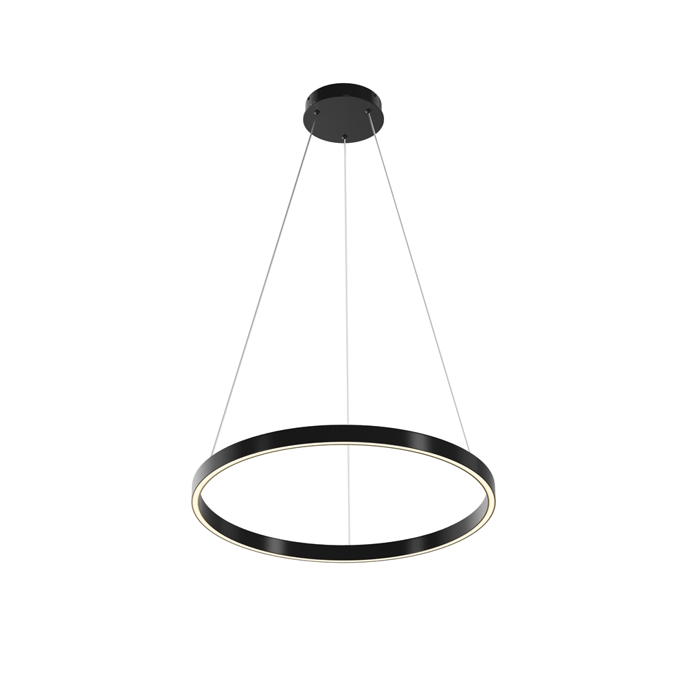 Rim Ø60 Noir suspension De Maytoni - La bande LED int&eacute;gr&eacute;e diffuse la lumi&egrave;re vers le bas et tout autour, ce qui en fait un luminaire id&eacute;al au-dessus de la table &agrave; manger ou comme luminaire &eacute;l&eacute;gant dans le salon.