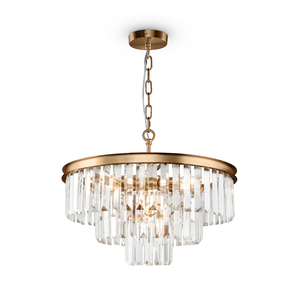 Revero Ø50 Laiton cristal De Maytoni - Un d&eacute;tail int&eacute;rieur parfait pour cr&eacute;er une ambiance luxueuse dans le couloir, le salon ou au-dessus de la salle &agrave; manger - o&ugrave; il fonctionne &agrave; la fois comme source de lumi&egrave;re et comme d&eacute;coration au plafond.