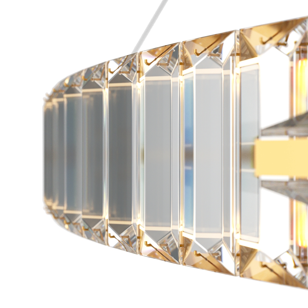 Krone Ø80 Laiton suspension De Maytoni - La technologie LED int&eacute;gr&eacute;e de 45 W d&eacute;livre un flux lumineux de 2925 lumens dans une temp&eacute;rature de couleur blanc chaud (3000 K).
