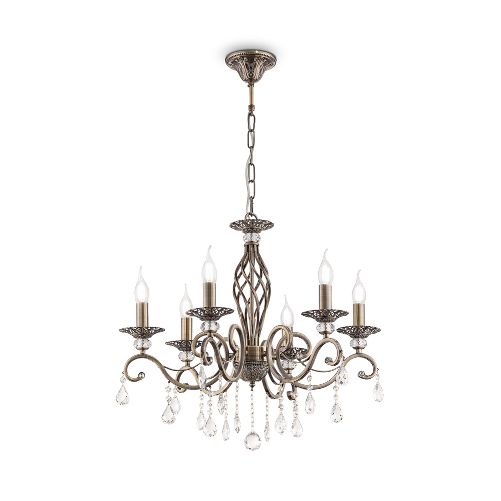 Grace Ø63 Bronze suspension De Maytoni - Son design classique avec des accoudoirs incurv&eacute;s et des d&eacute;tails en cristal cr&eacute;e une atmosph&egrave;re intemporelle et sophistiqu&eacute;e.