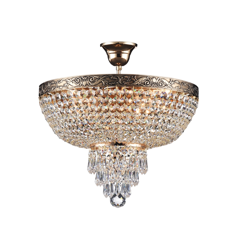 Palace Ø40 Or antique cristal De Maytoni - Les prismes scintillants refl&egrave;tent la lumi&egrave;re et cr&eacute;ent un jeu de lumi&egrave;re rayonnant qui conf&egrave;re &agrave; la pi&egrave;ce une atmosph&egrave;re luxueuse.
