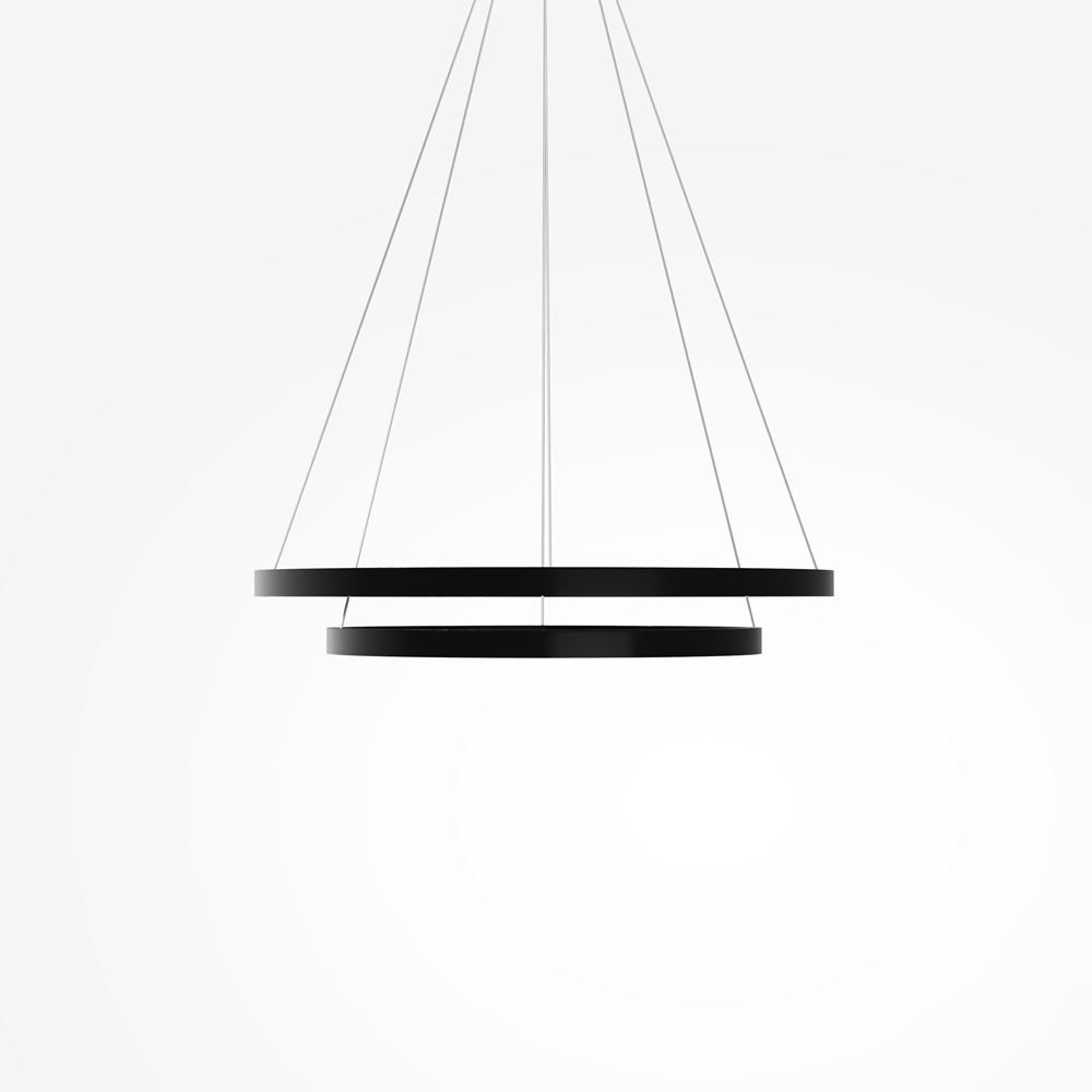 Rim Ø80 Noir suspension De Maytoni - Les deux anneaux sont r&eacute;glables individuellement en hauteur et en inclinaison, vous permettant de cr&eacute;er un style personnalis&eacute; et d'adapter la forme du luminaire &agrave; la pi&egrave;ce.