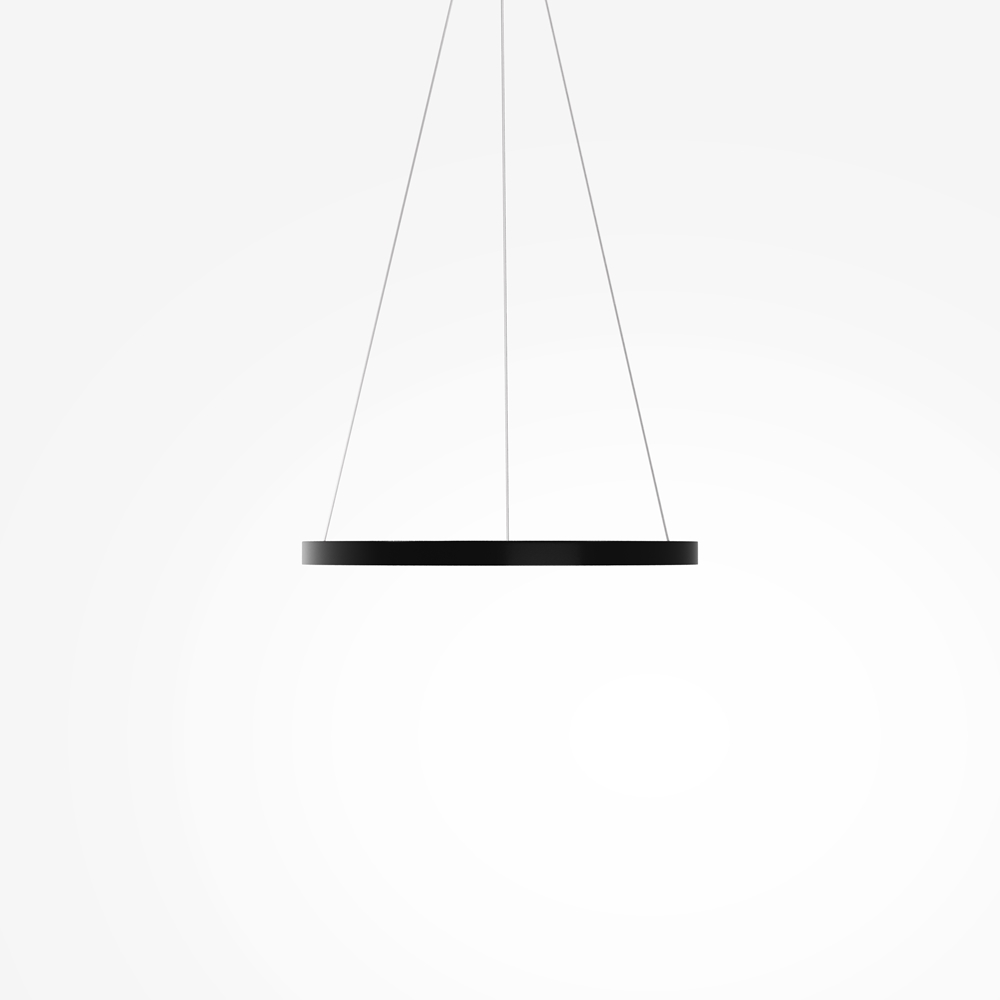 Rim Ø60 Noir suspension De Maytoni - La bande LED int&eacute;gr&eacute;e diffuse la lumi&egrave;re vers le bas et tout autour, ce qui en fait un luminaire id&eacute;al au-dessus de la table &agrave; manger ou comme luminaire &eacute;l&eacute;gant dans le salon.