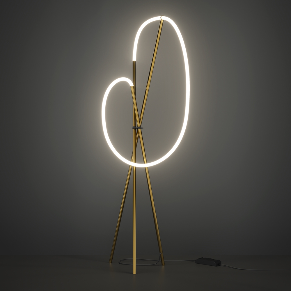 Crochet Or lampadaire De Maytoni - La luminosit&eacute; peut &ecirc;tre facilement r&eacute;gl&eacute;e &agrave; l'aide du variateur int&eacute;gr&eacute; &agrave; l'interrupteur au sol - une combinaison parfaite de forme, de fonction et d'atmosph&egrave;re.