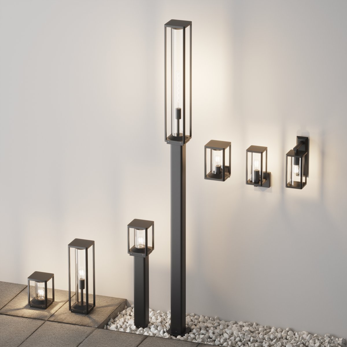 Cell Graphite lampe d’extérieur De Maytoni - Avec sa conception ouverte et son cadre en métal robuste, il émet une lumière chaleureuse et invitante, parfaite pour une utilisation intérieure et extérieure.