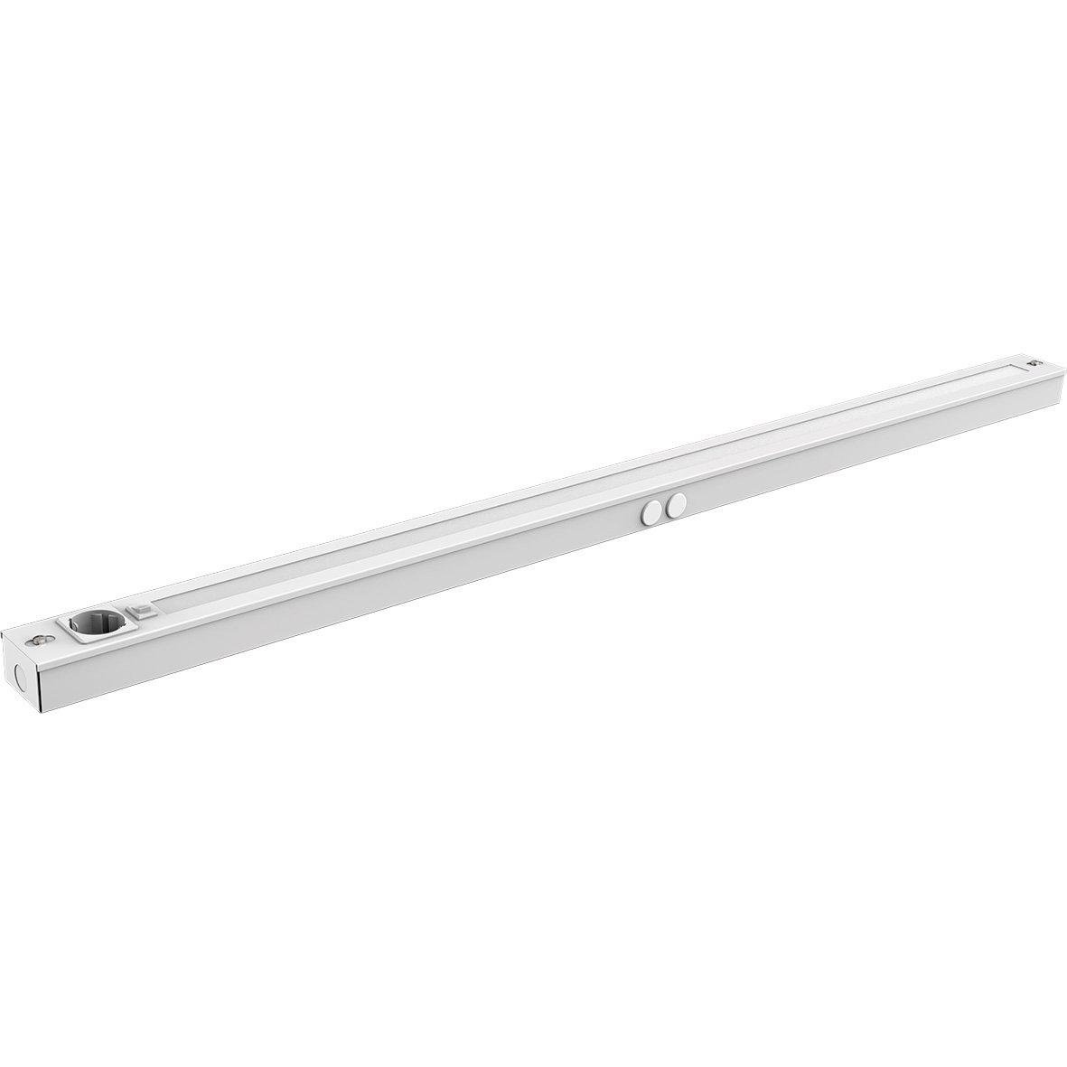Bänky m. uttag 118cm Blanc De Designlight - Le mod&egrave;le de 580 mm de long, d'une puissance de 10 W et d'un flux lumineux de 2&nbsp;000 lumens, offre une lumi&egrave;re vive et uniforme, parfaite pour &eacute;clairer toute la surface de travail.
