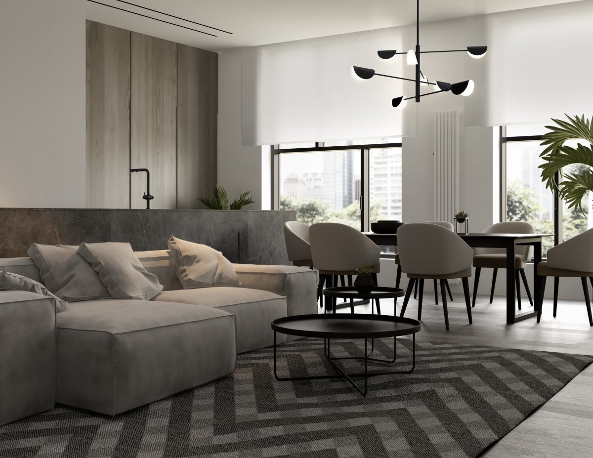 Mollis 125cm Noir suspension De Maytoni - Fabriqué en métal noir avec des dômes aux contours doux et des sources de lumière cachées sous un diffuseur en acrylique qui fournit une lumière subtile et agréable.