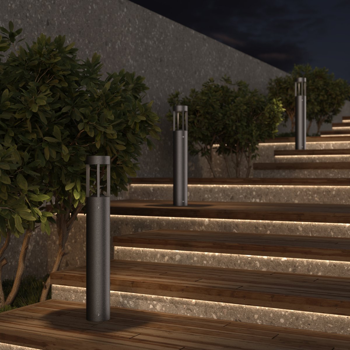 Vint 60cm Graphite bornes De Maytoni - Avec son indice de protection IP65 élevé, la lampe offre une excellente protection contre la poussière et l'humidité, ce qui en fait une solution fiable pour une utilisation en extérieur toute l'année.