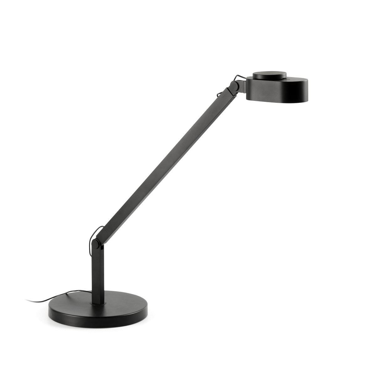Inviting 86cm Noir lampe de bureau De Faro Barcelona - La t&ecirc;te de la lampe est inclinable horizontalement et verticalement, et la luminosit&eacute; se r&egrave;gle facilement en faisant glisser l'anneau sup&eacute;rieur vers l'avant ou vers l'arri&egrave;re.