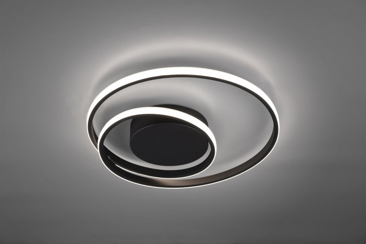 Zibella Ø40 Noir plafonnier De Trio Lighting - Le plafonnier Zibella cr&eacute;e une atmosph&egrave;re atmosph&eacute;rique avec ses effets de lumi&egrave;re doux et son design &eacute;l&eacute;gant et compl&egrave;te parfaitement les styles de d&eacute;coration int&eacute;rieure modernes.