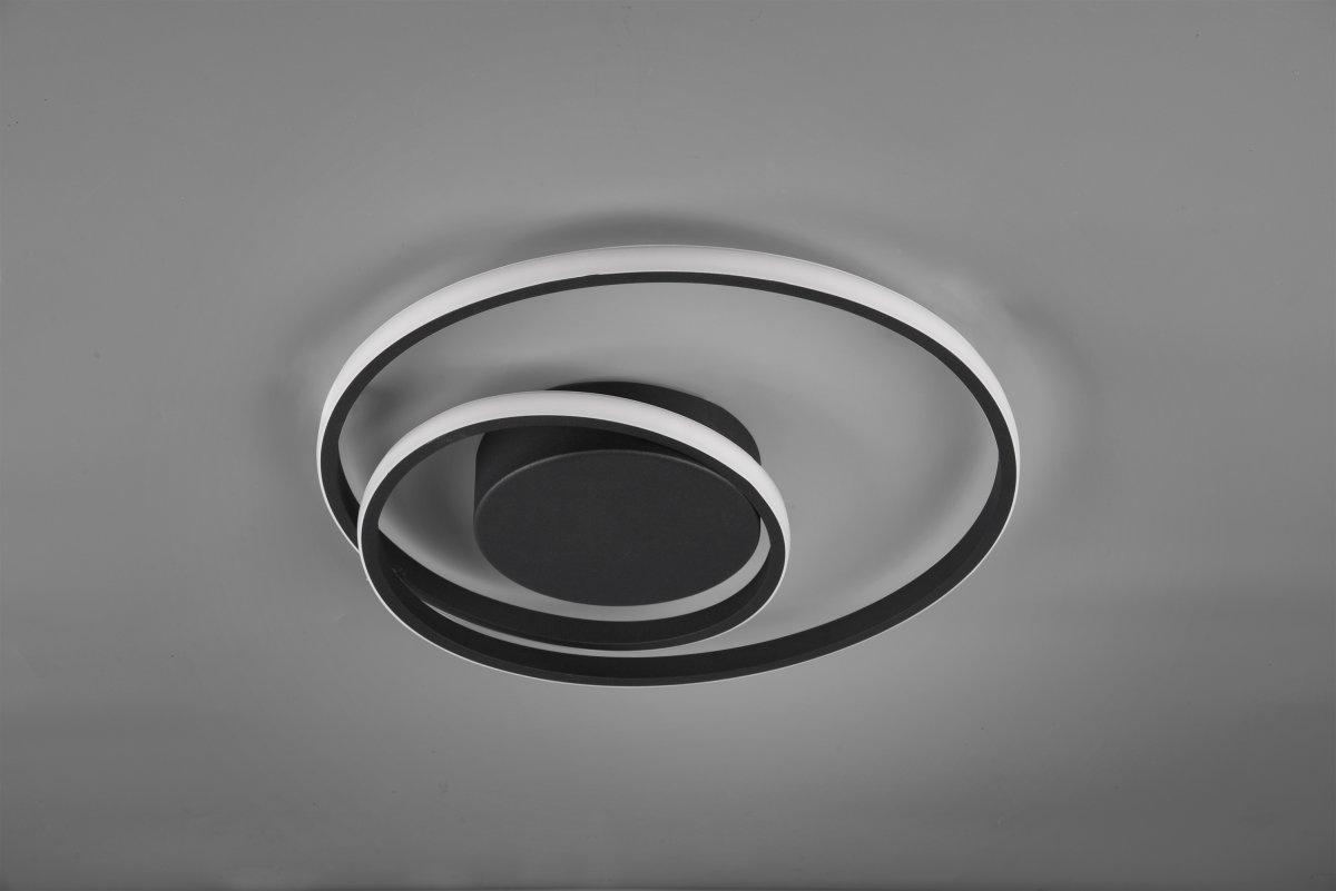 Zibella Ø40 Noir plafonnier De Trio Lighting - Le plafonnier Zibella cr&eacute;e une atmosph&egrave;re atmosph&eacute;rique avec ses effets de lumi&egrave;re doux et son design &eacute;l&eacute;gant et compl&egrave;te parfaitement les styles de d&eacute;coration int&eacute;rieure modernes.