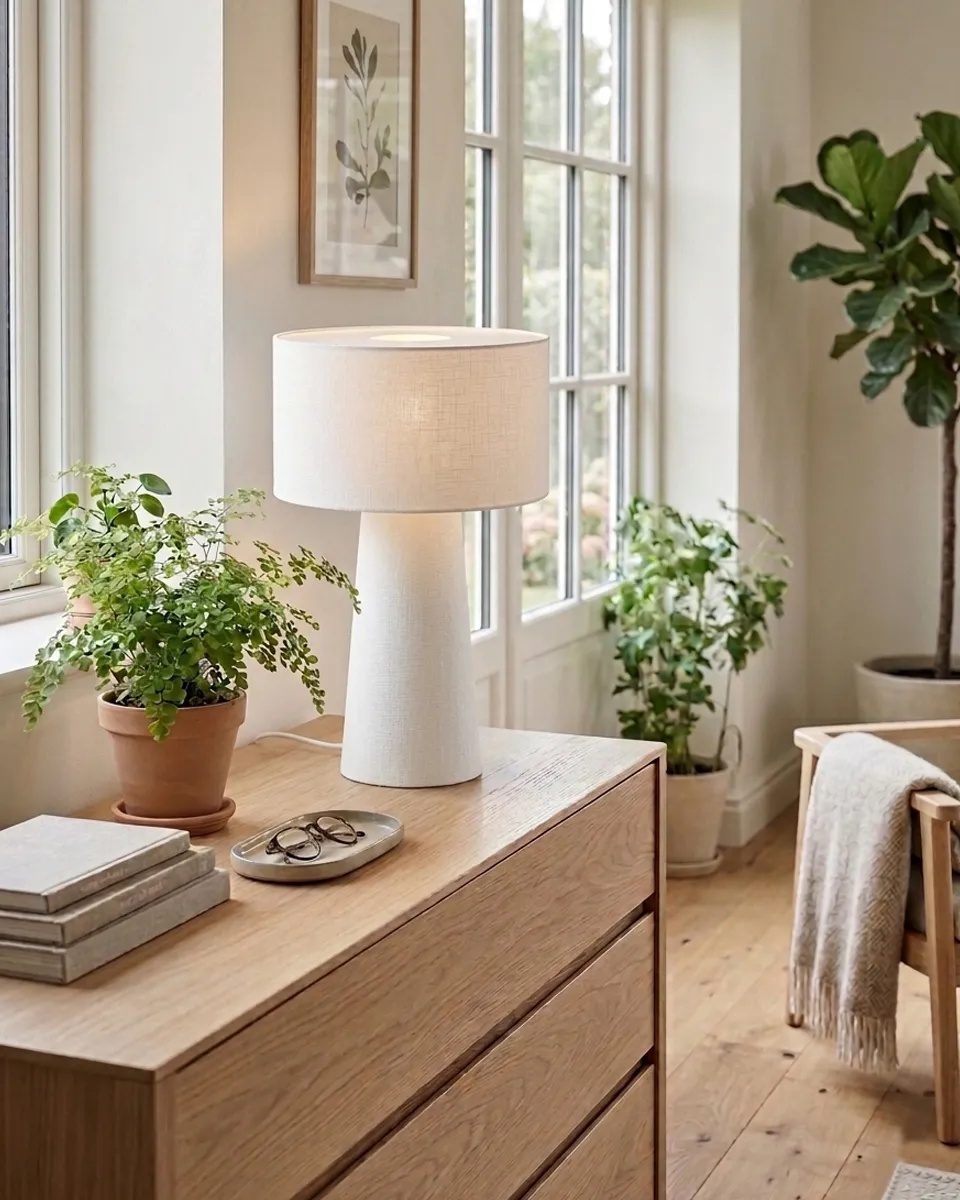 Linum 50cm Blanc lampe de table De By Rydéns - Linum est une lampe de table &eacute;l&eacute;gante et d&eacute;corative en lin blanc, qui apporte une touche de douceur et d'harmonie &agrave; votre int&eacute;rieur.