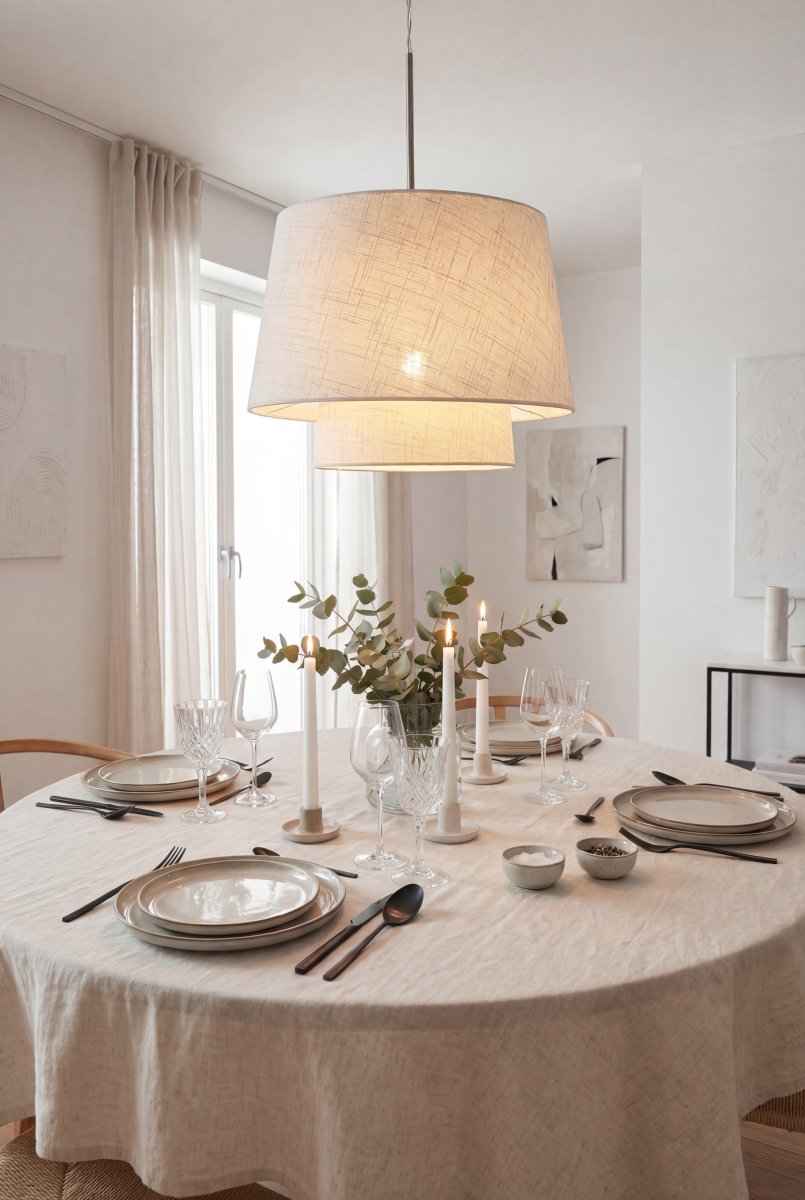 Doble Ø48 Beige suspension De Aneta Lighting - Le tissu clair conf&egrave;re &agrave; la lampe une ambiance chaleureuse et accueillante, tandis que sa forme simple lui permet de s'int&eacute;grer facilement &agrave; diff&eacute;rents styles d'int&eacute;rieur.
