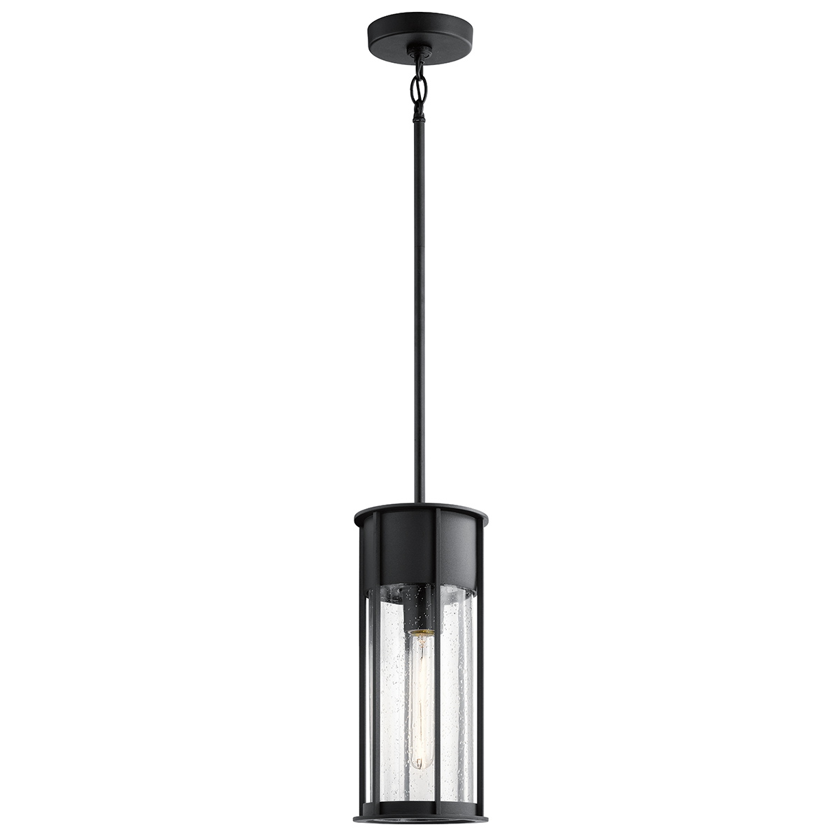 Camillo 37cm Noir De Elstead Lighting - Med sin robusta metallkonstruktion och klarglas med bubbeleffekt skapar den en vacker ljusspridning som f&ouml;rh&ouml;jer entr&eacute;er, altaner och verandor.