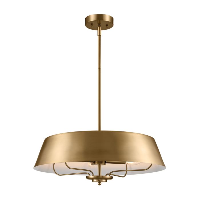 Luella Ø56 Laiton brossé suspension De Elstead Lighting - Versions : entièrement en laiton naturel brossé et chaud ou avec un abat-jour en métal élégant en noir.