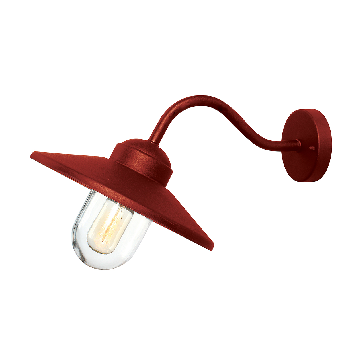 Klampenborg Ø28 ROUGE lampe d’extérieur De Elstead Lighting - Tillverkad av rostfritt st&aring;l i oxid r&ouml;d finish och glas, erbjuder den en robust konstruktion som st&aring;r emot v&auml;der och vind.