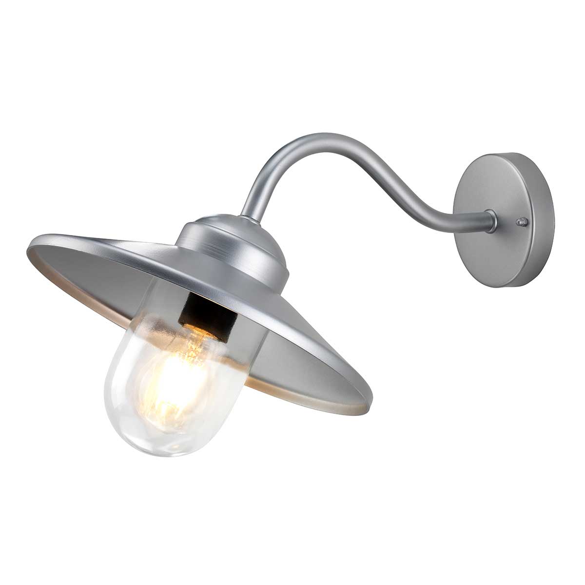 Klampenborg Ø28 Argent lampe d’extérieur De Elstead Lighting - Tillverkad av rostfritt st&aring;l i silverfinish och glas, erbjuder den en robust konstruktion som st&aring;r emot v&auml;der och vind.
