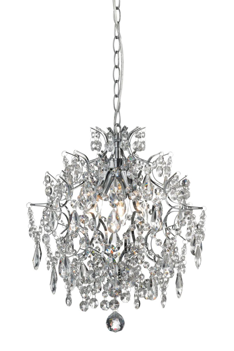 Häringe Ø40 Chrome cristal De Markslöjd - Il s'agit d'un élégant lustre en cristal avec de beaux prismes taillés à la machine et un cadre en métal chromé.