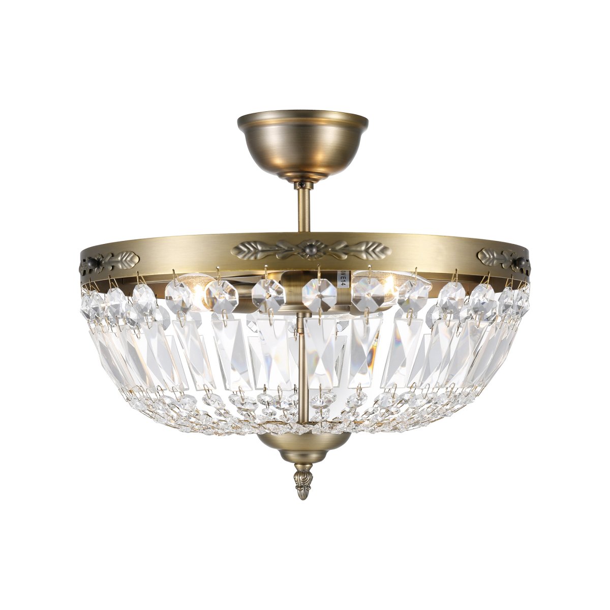 Windsor Ø40 Laiton antique cristal De Lampan - Les prismes scintillants refl&egrave;tent la lumi&egrave;re et cr&eacute;ent un jeu de lumi&egrave;re rayonnant qui conf&egrave;re &agrave; la pi&egrave;ce une atmosph&egrave;re luxueuse.
