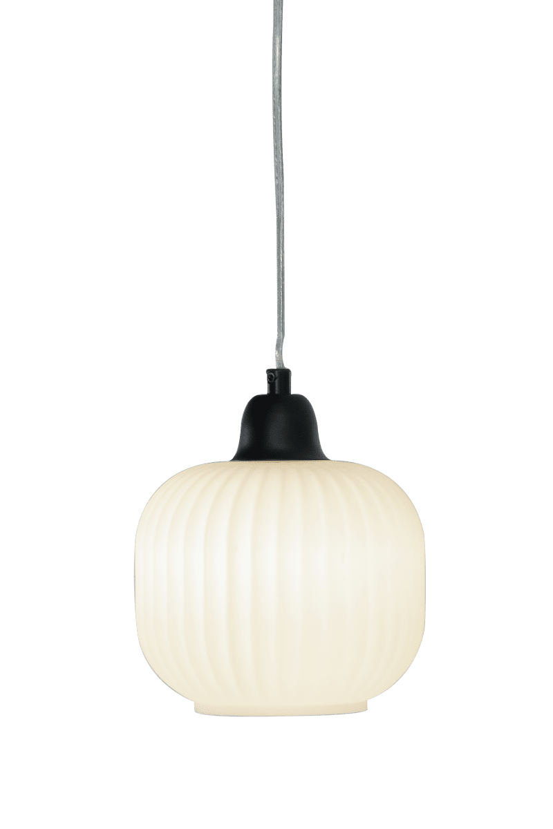  Elin Ø15 Blanc lampe de fenêtre De Aneta Lighting - La lampe de fenêtre Elin impressionne par son design élégant en métal noir et son abat-jour décoratif en verre blanc strié, qui diffuse une lumière douce et agréable.
