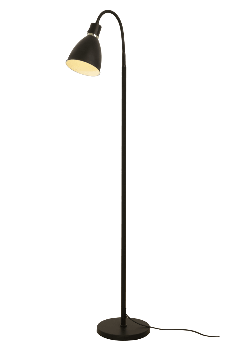 Idre 1 Noir lampadaire De Aneta Lighting - Le bras mobile en fait une lampe de lecture parfaite.